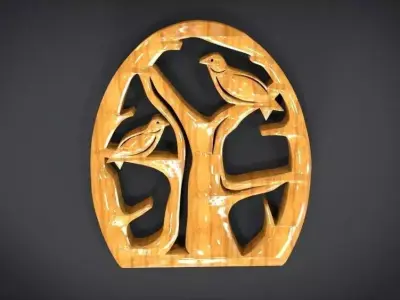 Ornament 2 bird Furniture Low-poly 3D model