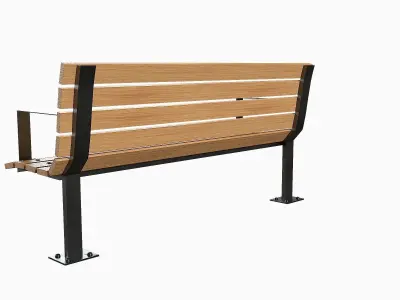 Bench6 wooden park bench with metal legs Low-poly 3D model