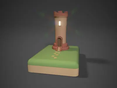 Stylized cartoon tower Low-poly 3D model