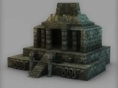 Low Poly Aztec Temple Low-poly 3D model