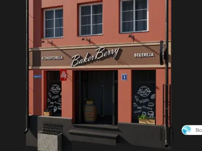 Old Riga Building 3D model Low-poly Low-poly 3D model