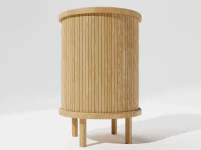Wooden Round Side Table  Free low-poly 3D model