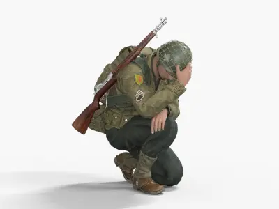 World War II US Uniform Soldier Low-poly 3D model
