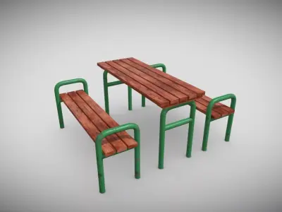 Outdoor Seating Set Low-poly 3D model