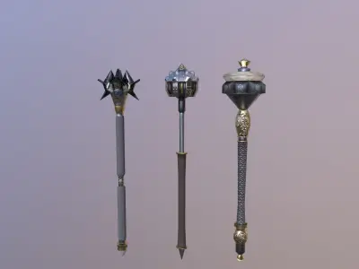 Sceptre pack PBR Free low-poly 3D model