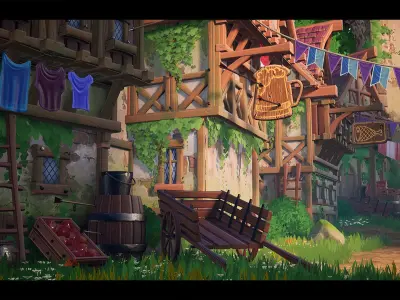 Modular Stylized Medieval Town 3D model