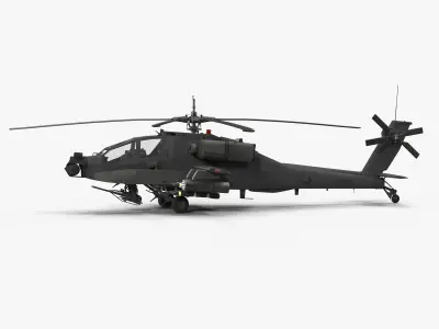 AH64A Apache Helicopter Gray Rigged Low-poly 3D model