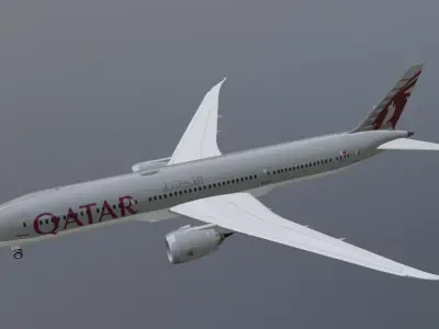 Qatar airways boeing 787-9 low poly 3D Model  Low-poly 3D model