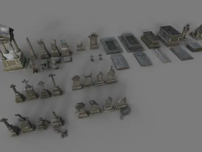 Cemetery tombstones collection 