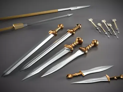 Low-poly roman weapon set Low-poly 3D model