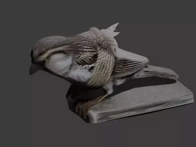Bound Winged Sparrow  Symbolic 3D Model  Low-poly 3D model