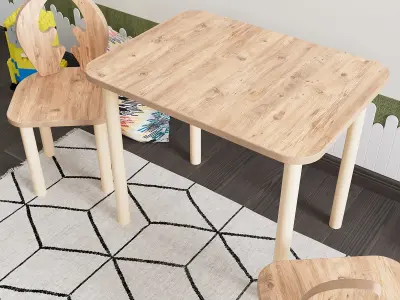 ANIMAL MOTIF CHILD TABLE AND CHAIR SET Free 3D model