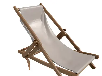 Folding Wooden Deck Beach Chair 3D model