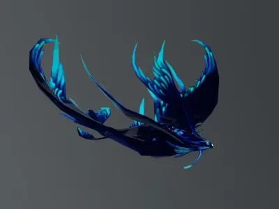 Sky Manta Ray Fantasy Low-poly 3D model