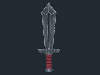 Handpainted Fantasy Medieval Simple Steel Sword Free low-poly 3D model