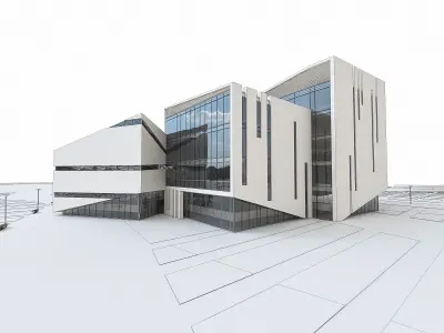 Modern Museum Building 01 Low-poly 3D model