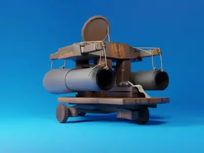 Rigged Cartoon Turret Stylized 3D model