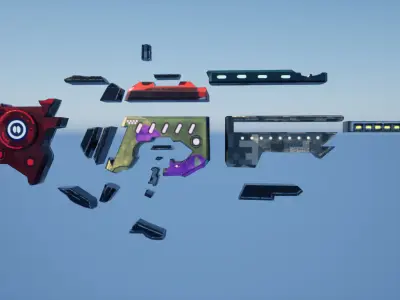 Modular Sci-Fi Explosive Weapon Low-poly 3D model