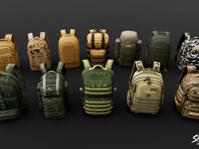 Military Backpack Pack Low-poly 3D model
