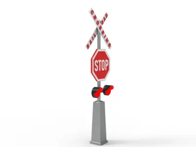 Rail road crossing stop sign 3D model