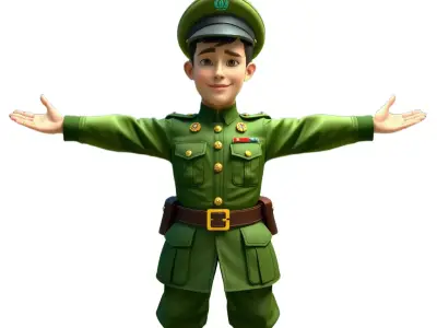 Cheerful Soldier Character model pack Low-poly 3D model