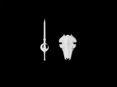 Moon - Sword and Shield Low-poly 3D model