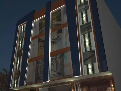 Plaza Elevation 50 to 60 Feet Front of Commercial 151 Low-poly 3D model