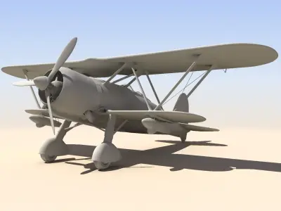 Fiat CR42 Falco Fighter Bi-Plane 3D model