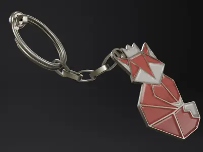 Keychain fox Low-poly 3D model