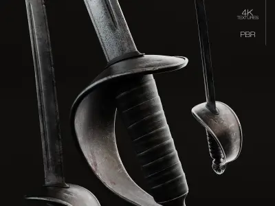 17th Century Boucan Knife Pirate Sword 3D model