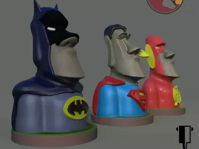 Justice League Moai 3D print model