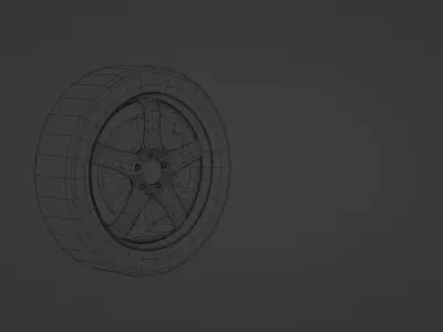 Car tire - V shaped tread Low-poly 3D model