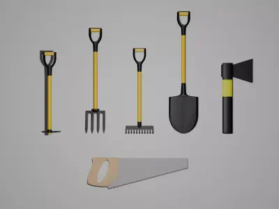 GARDEN TOOLS BUNDLE Free low-poly 3D model