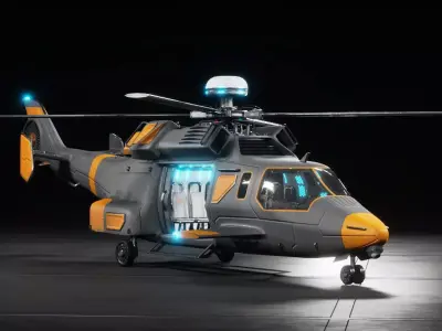 Sci-fi Helicopter Low-poly 3D model