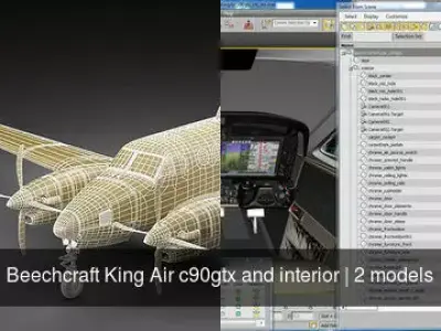 Beechcraft King Air c90gtx and interior 3D Model Collection