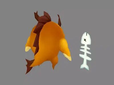 Cartoon fish monster Low-poly 3D model