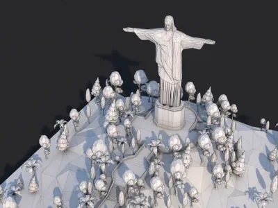 Low Poly Christ The Redeemer Statue Landmark Low-poly 3D model