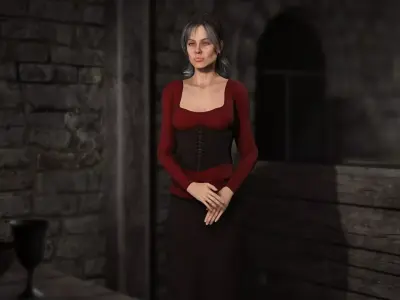 Fantasy Tavern Wench 01 - Fantasy Clothing Low-poly 3D model