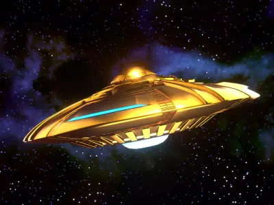 UFO 1 Golden Low Poly Game Asset Low-poly 3D model