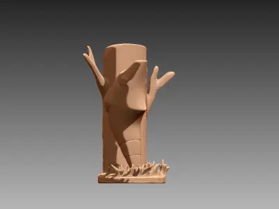 Metapod against tree Pokemon OBJ STL 3D print model