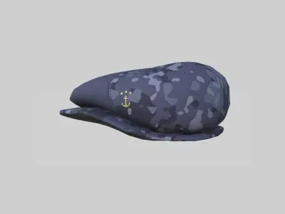 Newsboy Hat 05 Blue Camouflage - Character Fashion Design Low-poly 3D model