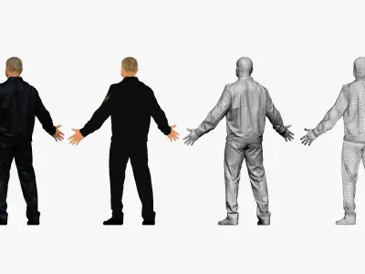 001296 man in security black suit low poly Low-poly 3D model