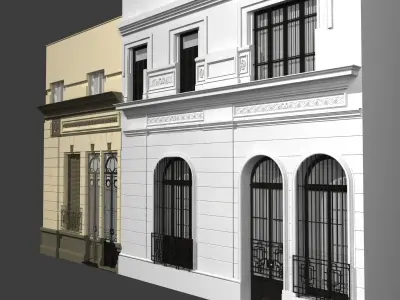 Classic building facade at Buenos Aires 3D model