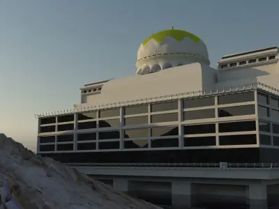 Huge masjid in ocean 3D model