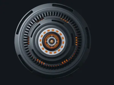 Jet engine hot gear for  spaceship Low-poly 3D model