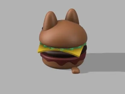 Catburger n w n bunny with collar 3D model