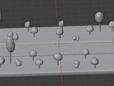 Low Poly River 3D Model area with trees and Free low-poly 3D model