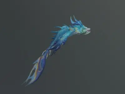 Blue Fish Dragon Fantasy Low Poly Low-poly 3D model