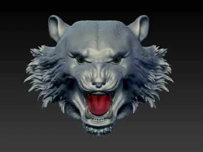 Tiger head long hair 3D model