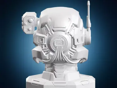 Cybernetic Mercenary Helmet 3D print model